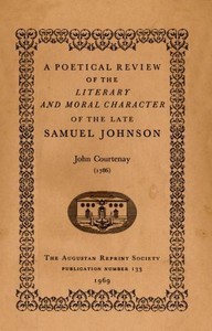 Cover of A Poetical Review of the Literary and Moral Character of the late Samuel Johnson (1786) — Context and Discussion